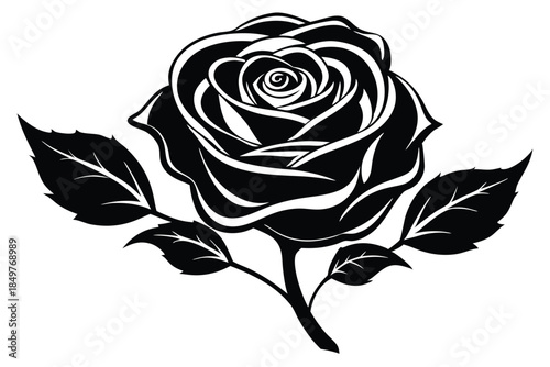 rose silhouette line art vector illustration