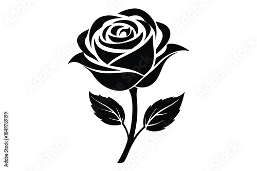 rose silhouette line art vector illustration