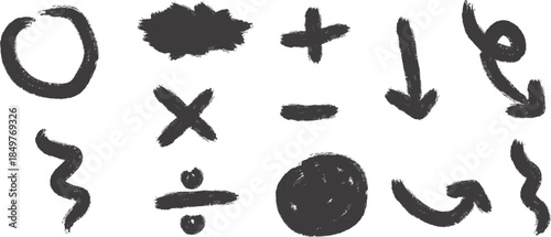 Handwritten mathematical symbols and operators