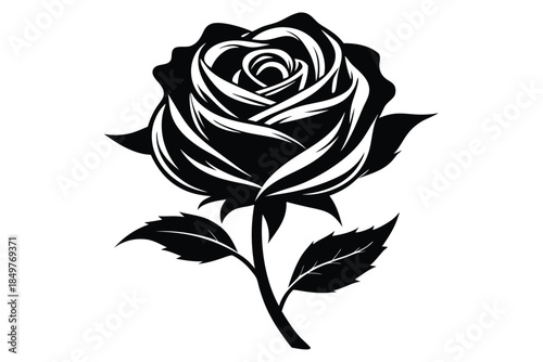 rose silhouette line art vector illustration