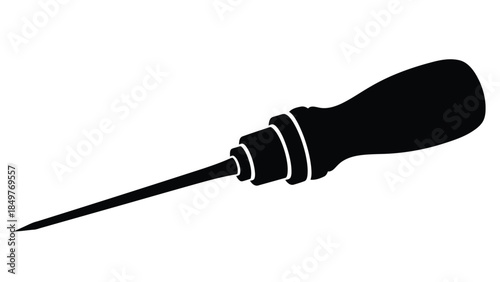 Black silhouette of a screwdriver on a isolated on white background