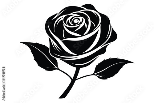 rose silhouette line art vector illustration
