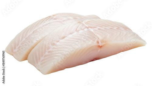Photography Isolated fillet of cod fish raw uncooked portion for cooking healthy dinner seaf