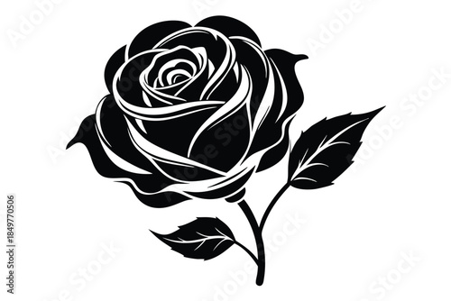 rose silhouette line art vector illustration