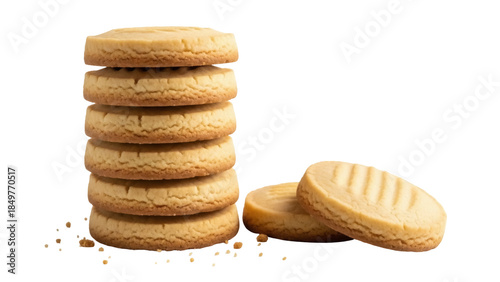 Foto Isolated stack of shortbread cookies ready to eat as a snack, food photography c