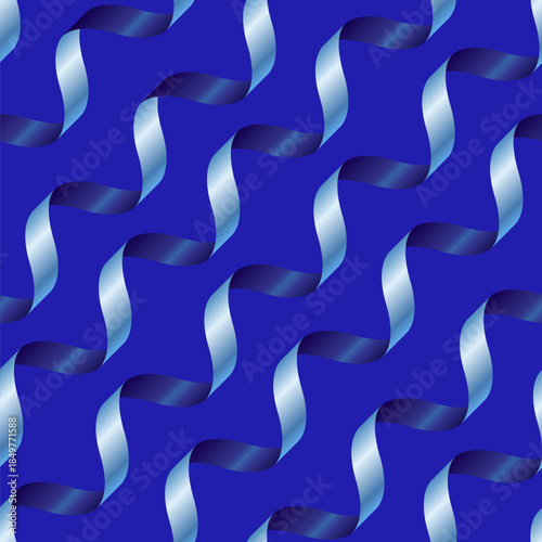 Seamless pattern with a Christmas Blue Streamers.
Christmas pattern with holiday decorations  for fabrics, textiles, packaging, and wallpaper. Vector illustration.