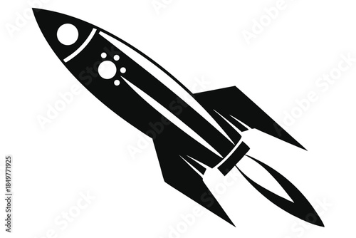 rocket silhouette line art vector illustration