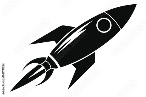 rocket silhouette line art vector illustration