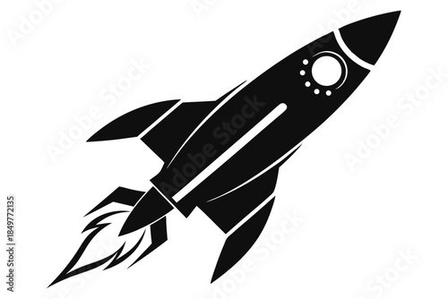 rocket silhouette line art vector illustration