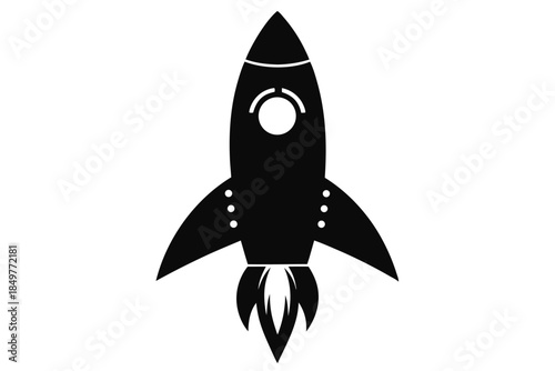 rocket silhouette line art vector illustration