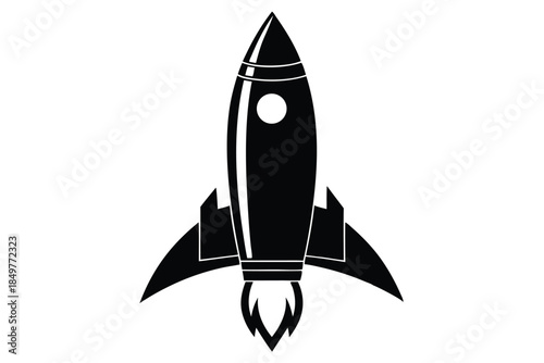 rocket silhouette line art vector illustration