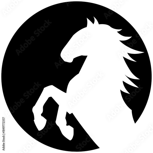 Powerful horse rearing up proudly.