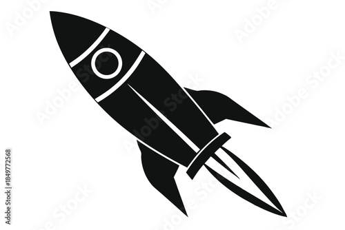 rocket silhouette line art vector illustration