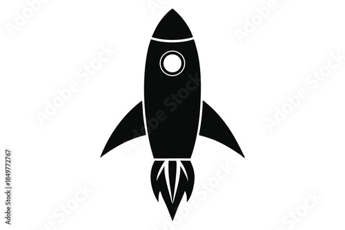 rocket silhouette line art vector illustration