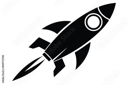rocket silhouette line art vector illustration