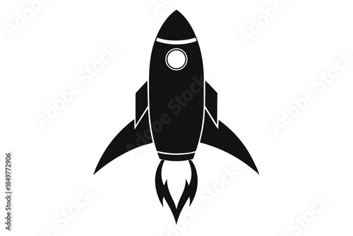rocket silhouette line art vector illustration