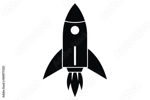 rocket silhouette line art vector illustration