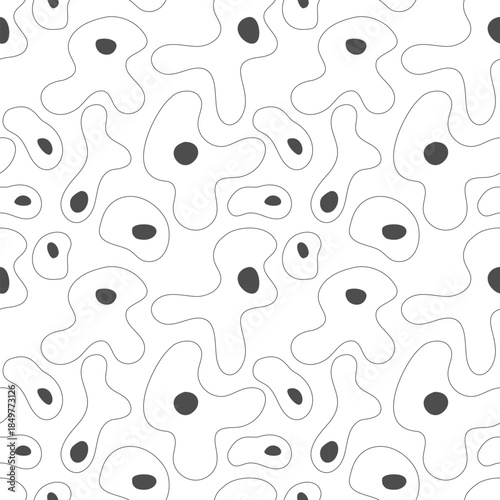 Biomorphic and Organic pattern, abstract bio fluid shapes. Monochrome design has an appealing visual appeal and is perfect for modern art projects.