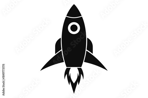 rocket silhouette line art vector illustration