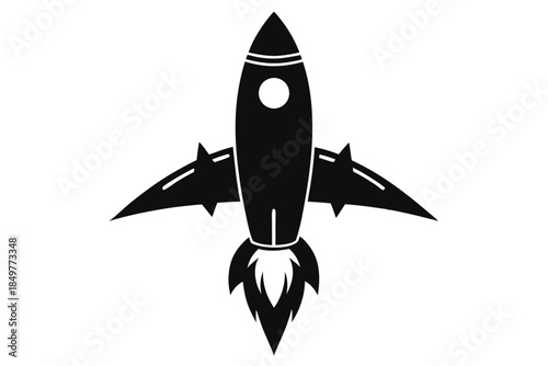 rocket silhouette line art vector illustration
