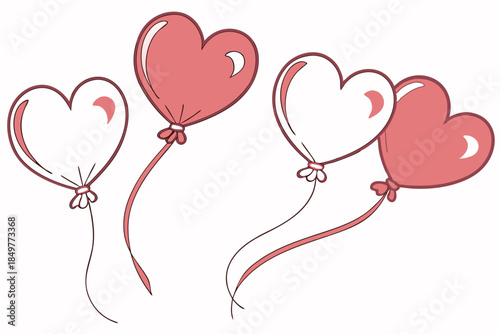 miniature heart balloons in soft pink and red