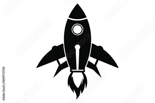 rocket silhouette line art vector illustration