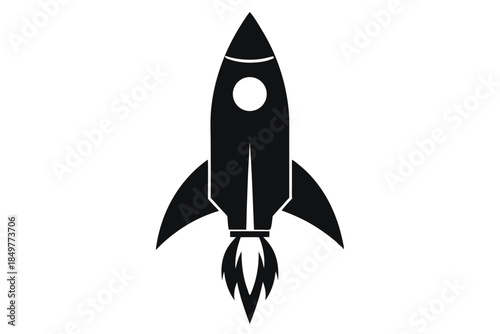 rocket silhouette line art vector illustration