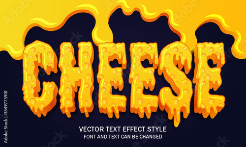 cheese melting mozzarella creamy food editable text effect font style template design typography