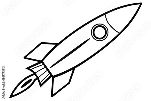 rocket silhouette line art vector illustration