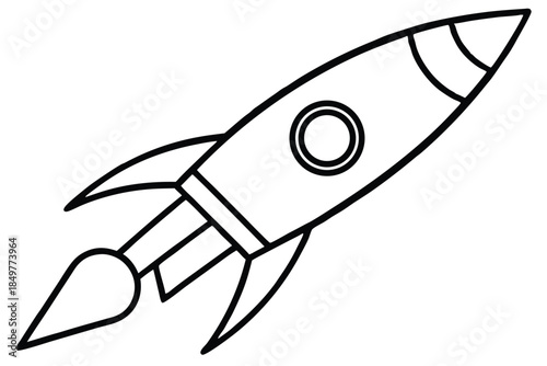 rocket silhouette line art vector illustration