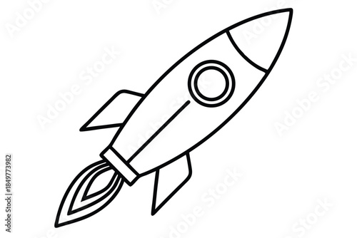 rocket silhouette line art vector illustration