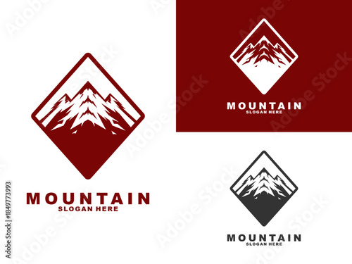 mountain with rhombus logo design vector template