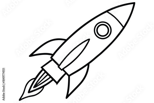 rocket silhouette line art vector illustration