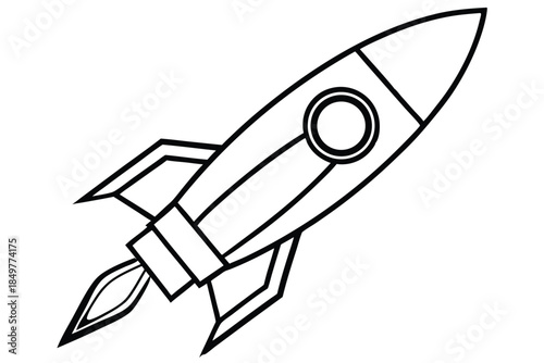 rocket silhouette line art vector illustration