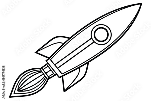 rocket silhouette line art vector illustration