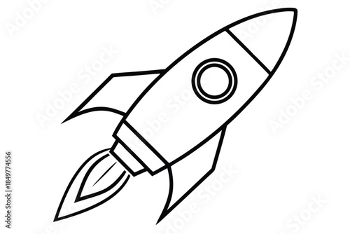 rocket silhouette line art vector illustration