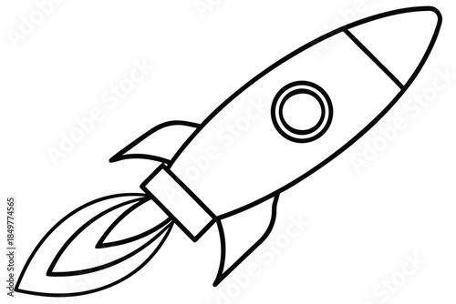 rocket silhouette line art vector illustration