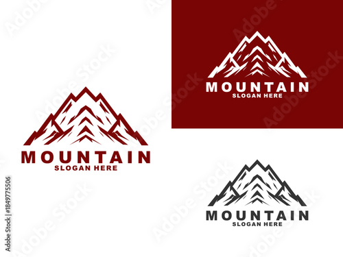 mountain art logo design vector template