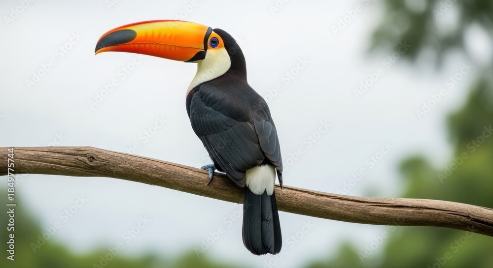 Obraz premium Colorful Toucan Perched on a Branch in Nature.