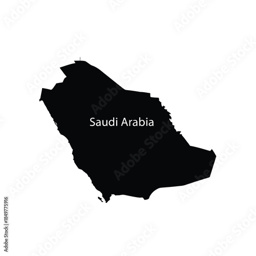 Map of Saudi Arabia country, black silhouette on gray grid