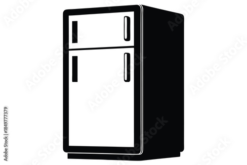refrigerator silhouette line art vector illustration