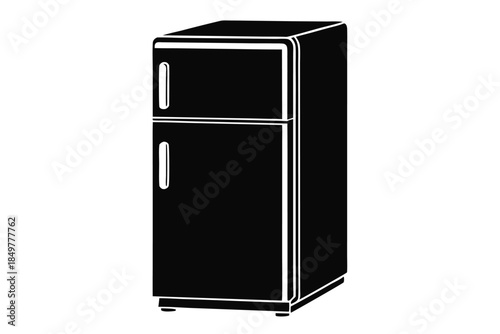 refrigerator silhouette line art vector illustration