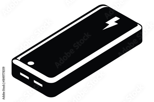 power bank silhouette line art vector illustration