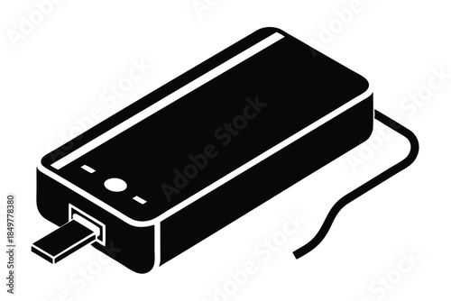 power bank silhouette line art vector illustration