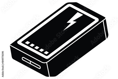 power bank silhouette line art vector illustration