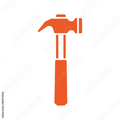 Orange hammer icon on white background