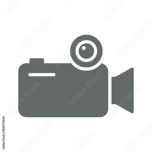 Simple gray video camera icon on white background
