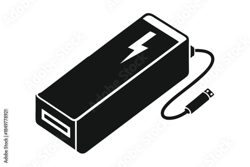 power bank silhouette line art vector illustration