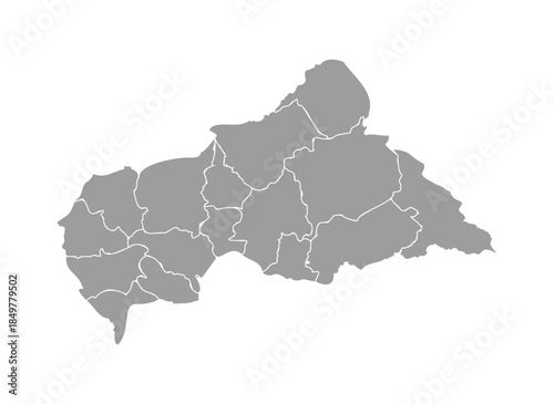 Grayscale Map of Central African Republic with Administrative Borders