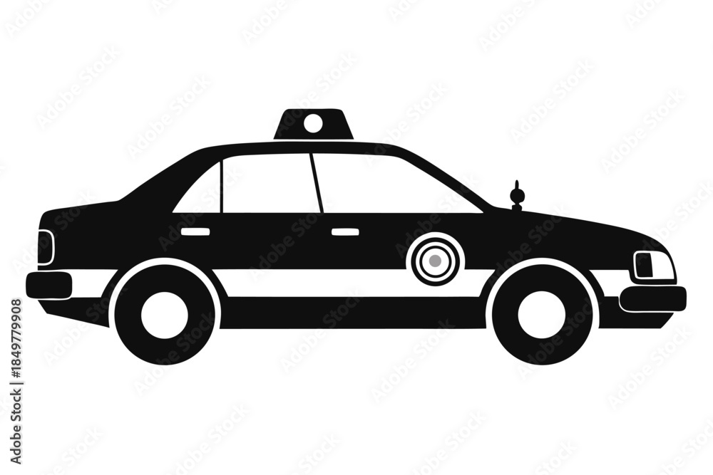 Fototapeta premium police car silhouette line art vector illustration